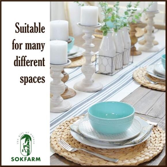 Woven Placemats Set of 10, Table Mats Set of 10, Water Hyacinth Round Placemats - Picture 5 of 8